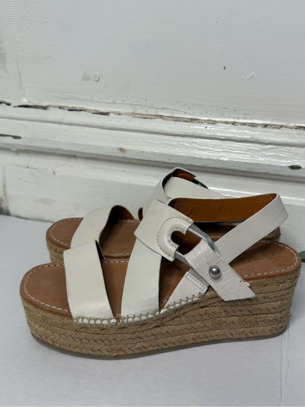 Rag & Bone August Espadrille Sandal Platform White Leather 39.5 US 9.5 NEW - Picture 4 of 10